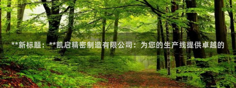彩神是怎样一个平台：**新标题：**凯启精密制造有限公司：为您的生产线提供卓越的