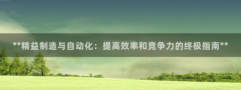 彩神平台是真的吗：**精益制造与自动化：提高效率和竞争力的终极指南**
